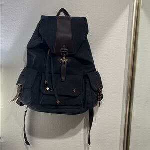 Dark Gray and Brown Canvas Backpack